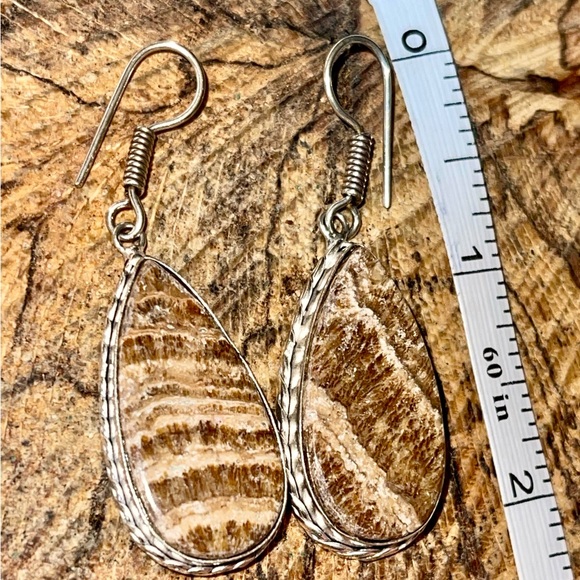 Teardrop Shape Aragonite Earrings 2” - Picture 5 of 10